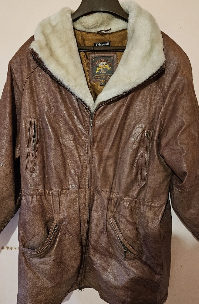 Brown Leather Bomber Jacket